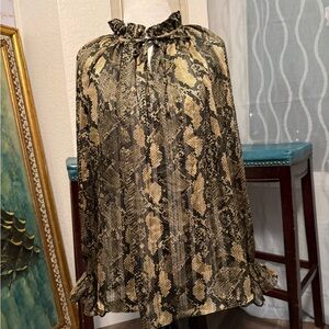 H&M Black and Tan Snake Print Blouse